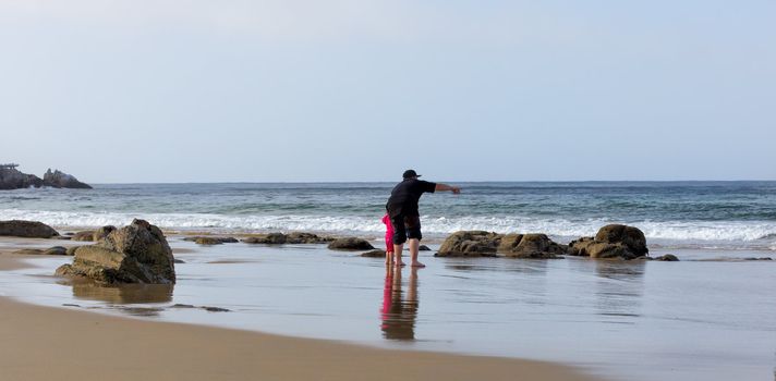 Father and Daughter on the Beach in a Special Moment.