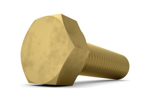 Brass bolt. Isolated render on a white background