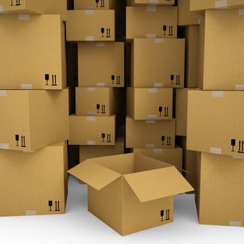 Cardboard boxes. Isolated render on a white background