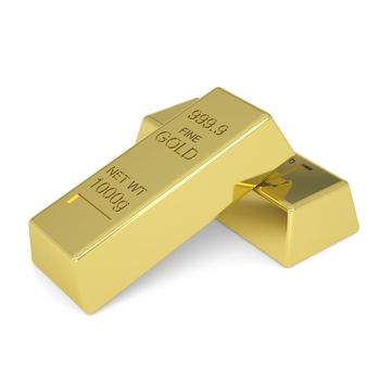 Gold bars. Isolated render on a white background