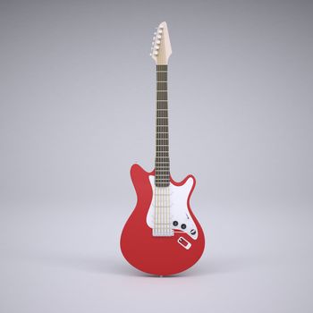 Red electric guitar. Render in the studio