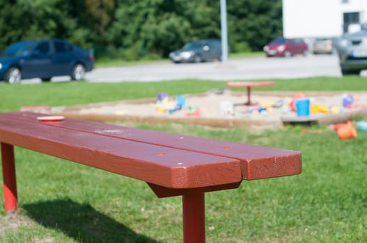 Shot of bench at the childrens playground