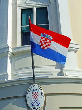 National flag of Croatia on a building in Split