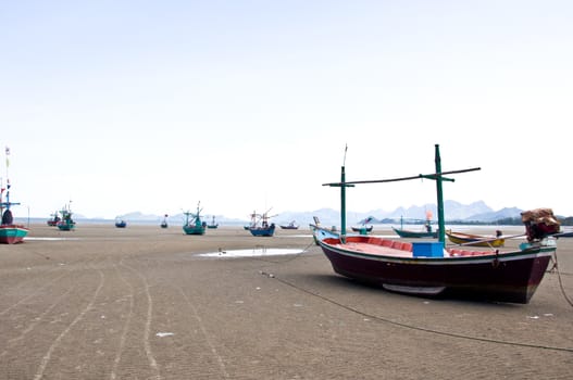 boat on the beach in Pranburi Prachaupkirikhan Thailand