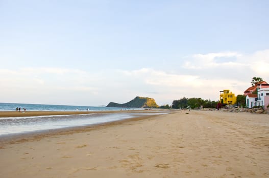 Pranburi beach in evening Prachuapkirikhan province Thailand