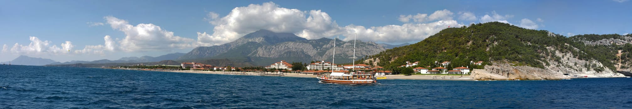 Panoramic view of the Mediterranean sea Kemer Turkey