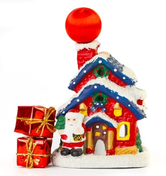 Christmas decoration with two boxes on white background