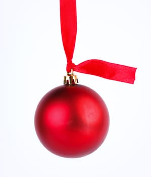 Red  ball and red ribbon isolated on white