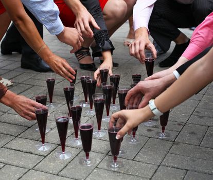 Wedding celebration with wine glasses