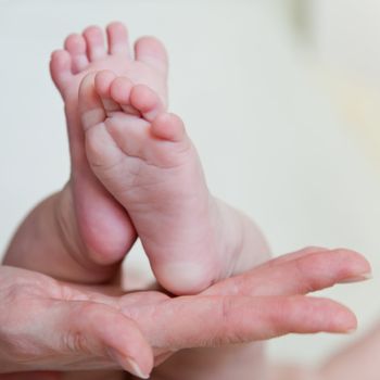 Mothers hand and the Baby`s Feet