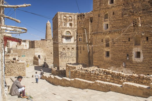 shibam village street in yemen