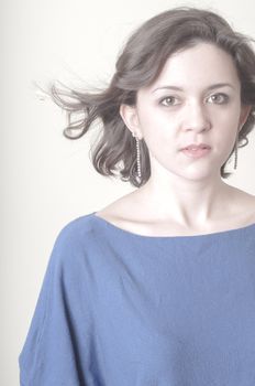 vintage portrait of young woman on vignetting background