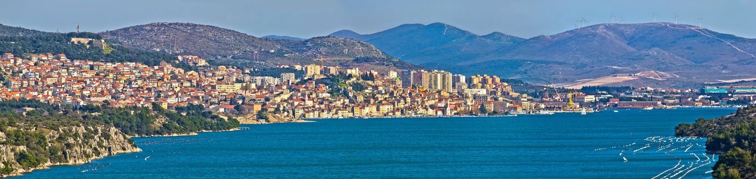 Town and bay of Sibenik panoramic view, Dalmatia, Croatia