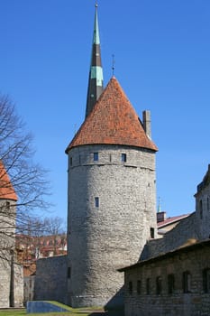 Tallinn, towers and walls of old city   