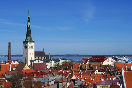 Tallinn, roofs of old city and the blue sky