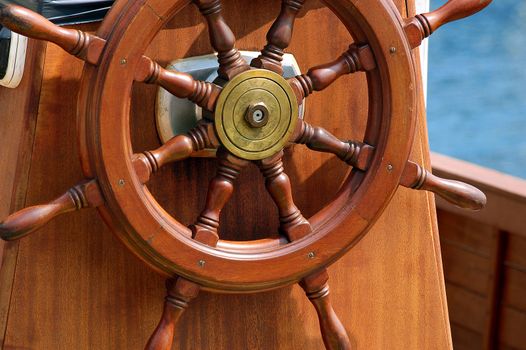 Steering wheel of the old sail ship