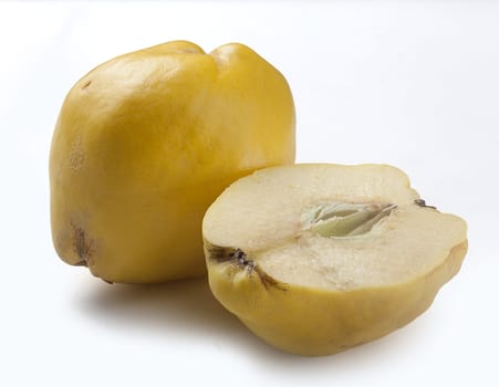 Isolated yellow quince on the white background
