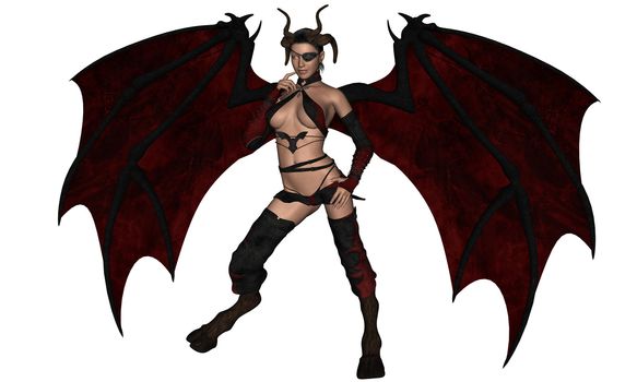 3d rendered sexy devil woman isolated on white background