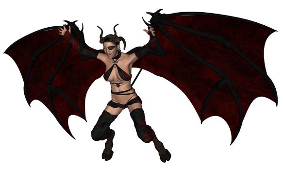 3d rendered sexy devil woman isolated on white background