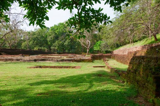 Sigiriya castle ruins, ancient brickwork, Sri Lanka