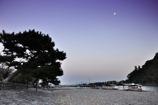 Twilight shot of beautiful landscape in Arashiyama,a touristic area in the north west part of Kyoto city Japan 