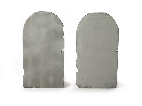 Digitally generated image of two gravestones.