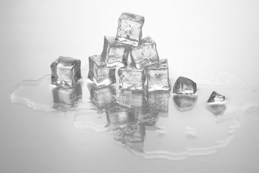 Image of ice cubes isolated on a grey background