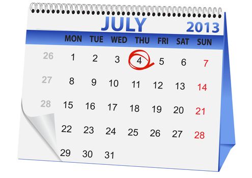 icon in the form of a calendar for Independence Day on July 4