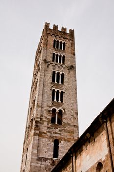 An old big medieval tower in Lucca 
