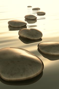 An image of golden light step stones