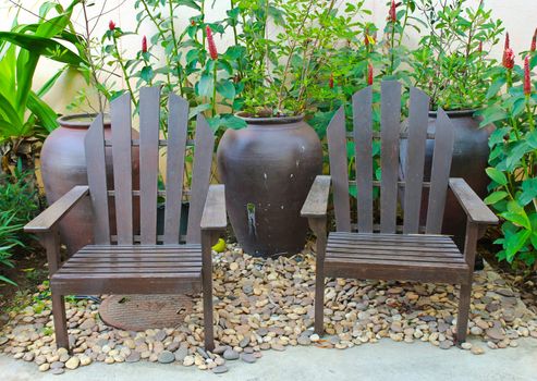 Couple chair in the tropical garden