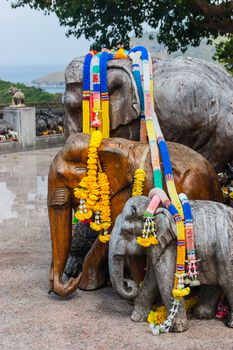 Thai stone elephant on a sunny day in Thailand