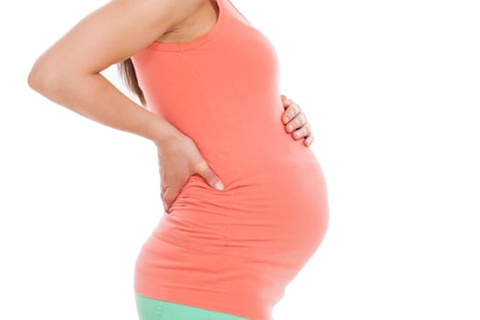 Beautiful pregnant belly on a white background