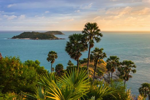  Cape is a mountain of rock that extends into the sea in Phuket, Thailand