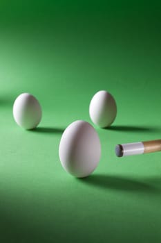 Billiard cue shooting egg