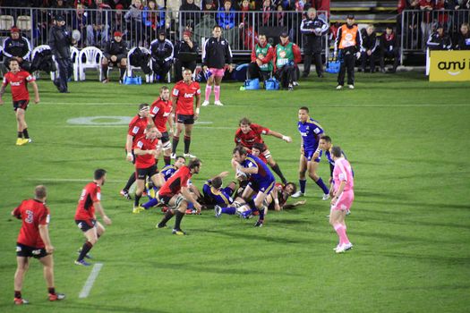 CHRISTCHURCH-April 20: Super Rugby  match between Canterbury Crusaders and Otago Highlanders held at the AMI Rugby Stadium in Christchurch, New Zealand on Saturday April 20, 2013. 