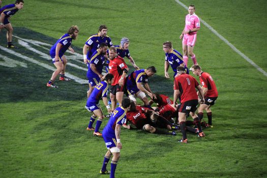 CHRISTCHURCH-April 20: Super Rugby  match between Canterbury Crusaders and Otago Highlanders held at the AMI Rugby Stadium in Christchurch, New Zealand on Saturday April 20, 2013. 
