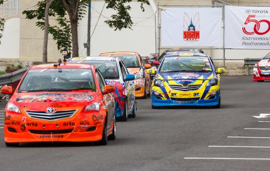 NAKHONRATCHASIMA, THAILAND-SEPTEMBER 02 : Competition " Toyota One Make Race 2012 " Round 4  Championship of Thailand, on SEPTEMBER 02, 2012   at Sport Complex in Nakhonratchasima, Thailand