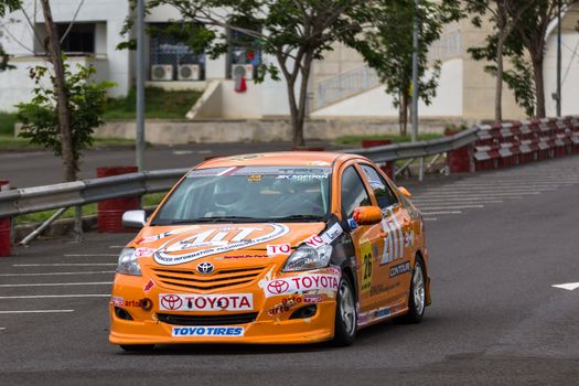 NAKHONRATCHASIMA, THAILAND-SEPTEMBER 02 : Competition " Toyota One Make Race 2012 " Round 4  Championship of Thailand, on SEPTEMBER 02, 2012   at Sport Complex in Nakhonratchasima, Thailand