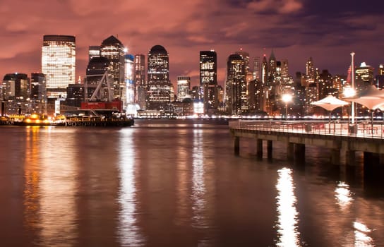 New York City skyline at Night Lights, Midtown Manhattan