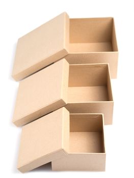 Three empty paper boxes of different size 