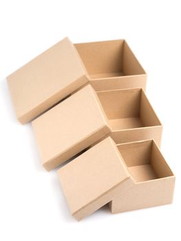 Three empty paper boxes of different size