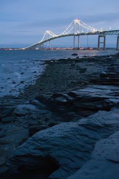 Sunset with Claiborne Pell Bridge in Background