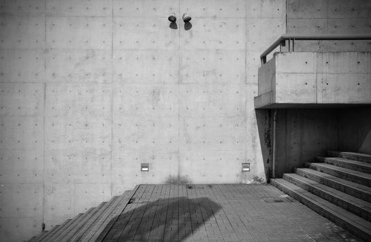 Bare concrete architecture with staircase