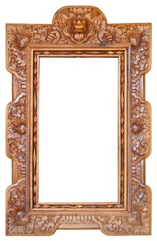 Bali antique wood frame isolated on white