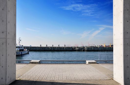 Tempozan harborland port area during the day time, osaka, japan