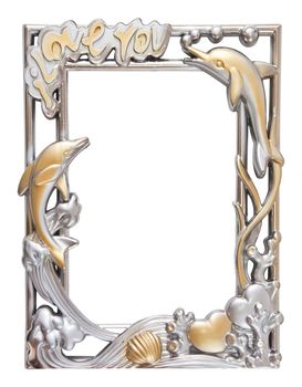 antique flower silver and gold frame isolated on white