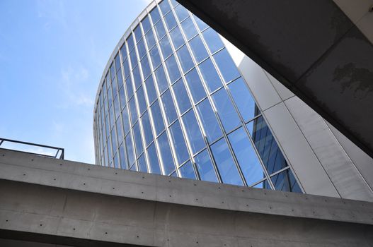 Bare concrete and glass museum near Tempozan Harbor Village - Osaka, Japan 