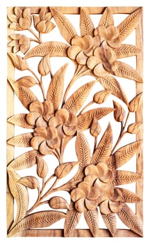 Pattern of flower carved isolated on wood background