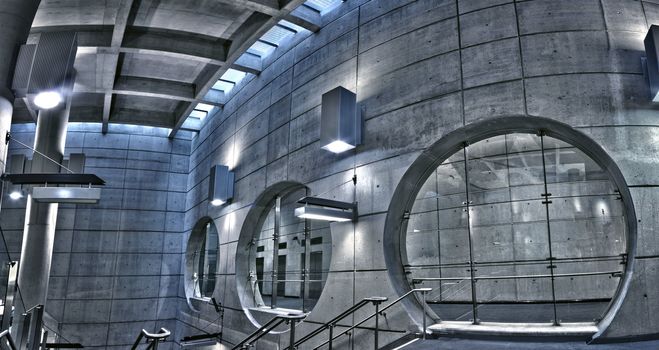 5 images of 3 different exposures (15 photos in total) to have this result of an underground Montreal metro station. This station is almost brand new. Modern and contemporary design.